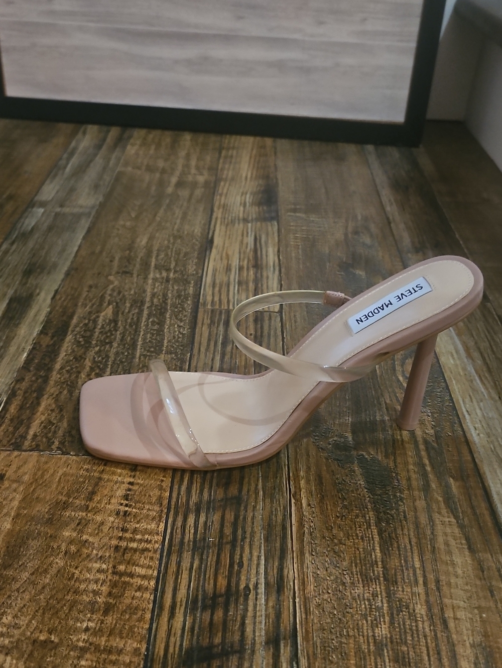 Steve Madden Nude Pink Clear-Strap Stiletto Sandal